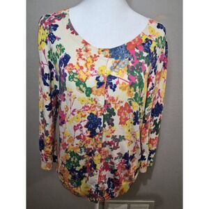 Talbots Floral Cardigan Women's Sz Mp Multicolor Classic Boho Artsy Soft Preppy